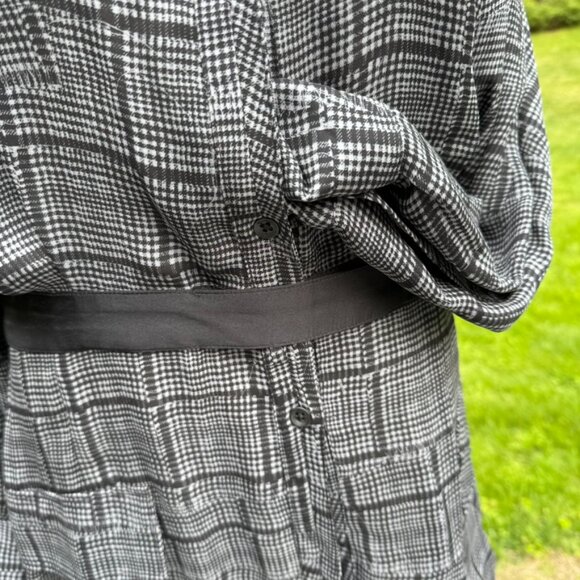 RAG & BONE 100% Silk Shirtdress Fit-and-Flare Gray Black Plaid Dress - Size 6 - Picture 2 of 11